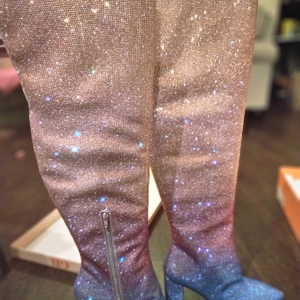 Gianni Bini pink and Blue Over the Knee Boots from the Taylor Swift eras tour - Picture 2 of 12